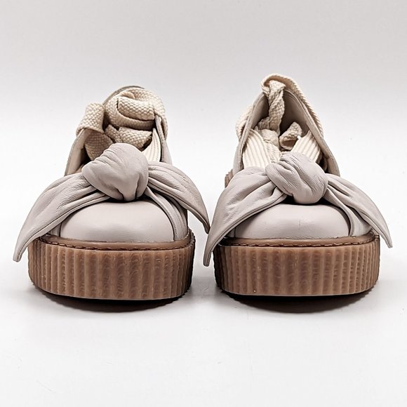 Puma Fenty X Rihanna Women Creeper Bow Cream Leather Platform Sandals size 6.5 - Picture 2 of 11